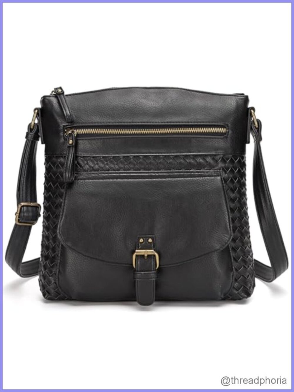 Woven PU Leather Crossbody Purse for Women Multi Pocket Shoulder Sling Bag